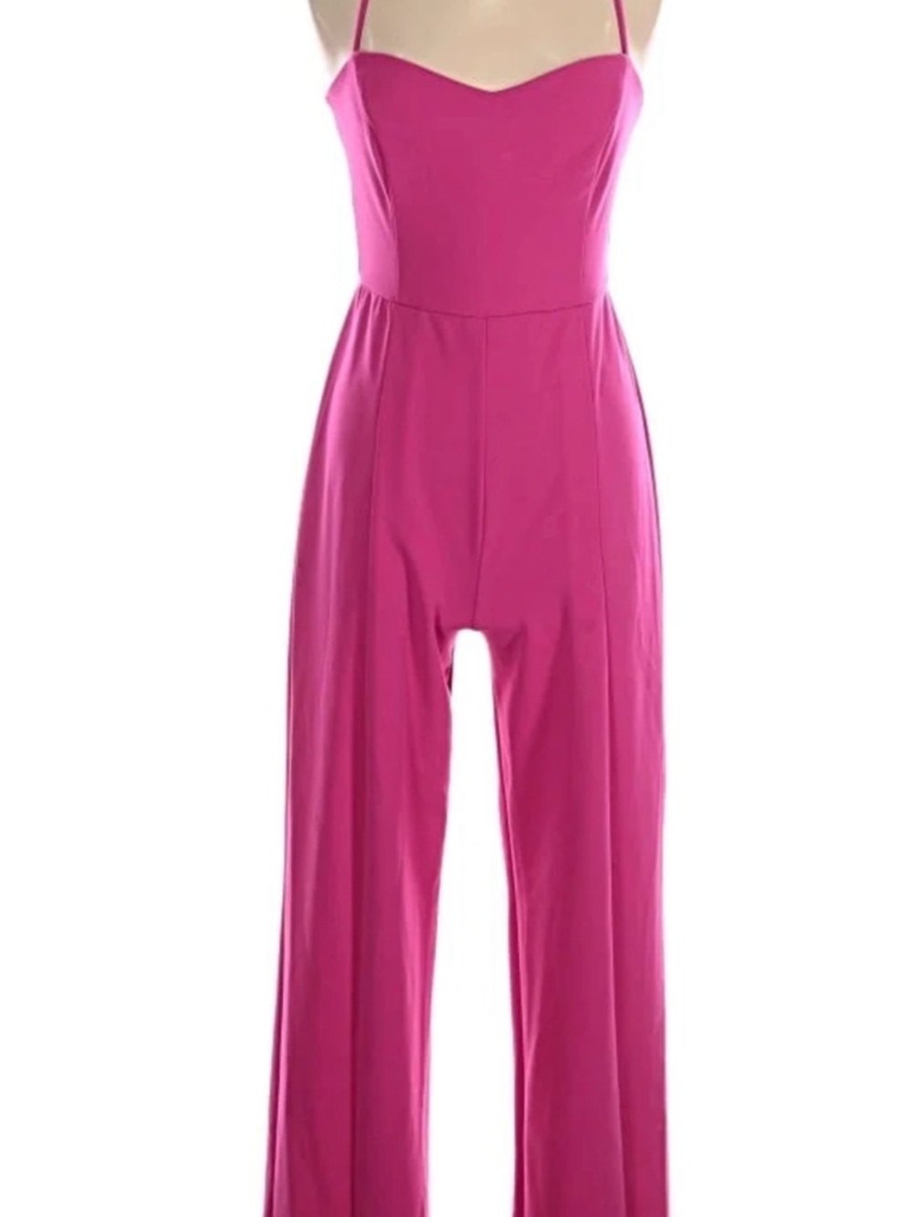 Fuchsia Spaghetti-Strap Wide-Leg Jumpsuit